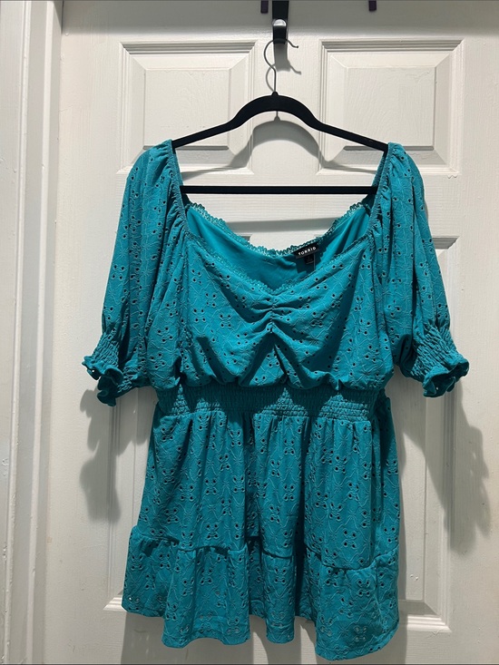 torrid Tops - torrid Teal Eyelet Puff Sleeve Blouse NWT
